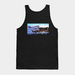 Alaska Skiing Shirt, Downhill Skis, Gift for Skier, Girdwood, Mt. Alyeska, Gift for Alaskan, Skiing Art, Skis Art Tank Top